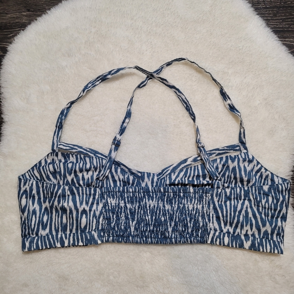 Anthropologie Pilcro Surf Bra Top In Ikat Blue And White Print Size M - Picture 10 of 12